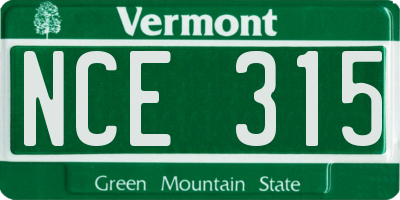 VT license plate NCE315