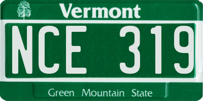 VT license plate NCE319