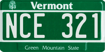 VT license plate NCE321