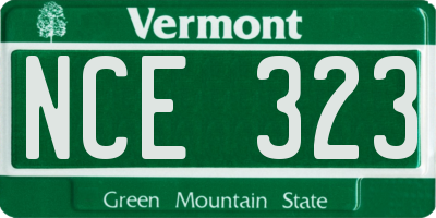 VT license plate NCE323