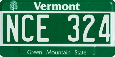 VT license plate NCE324