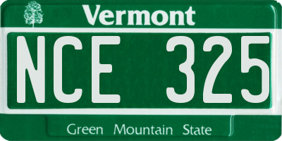 VT license plate NCE325