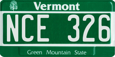 VT license plate NCE326