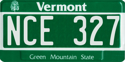 VT license plate NCE327