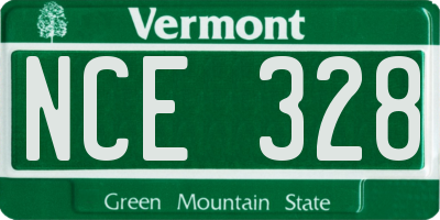 VT license plate NCE328