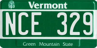 VT license plate NCE329