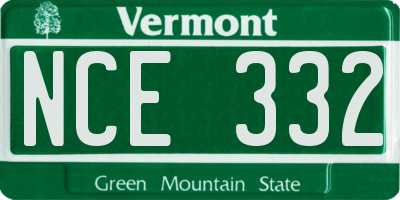 VT license plate NCE332