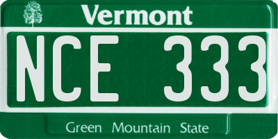 VT license plate NCE333