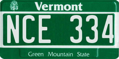 VT license plate NCE334