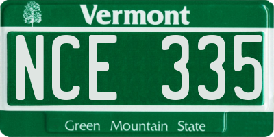 VT license plate NCE335