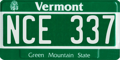 VT license plate NCE337