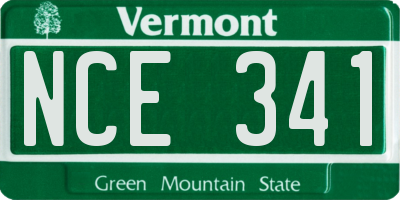 VT license plate NCE341