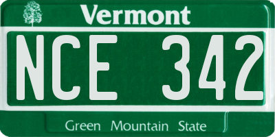 VT license plate NCE342