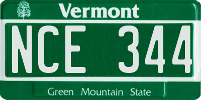 VT license plate NCE344