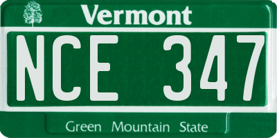 VT license plate NCE347
