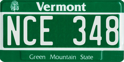 VT license plate NCE348