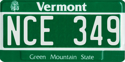 VT license plate NCE349