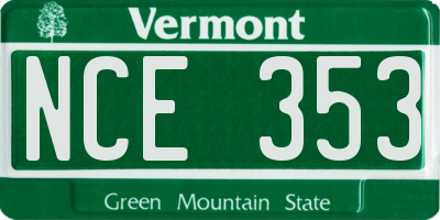 VT license plate NCE353