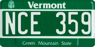 VT license plate NCE359