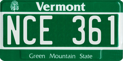 VT license plate NCE361