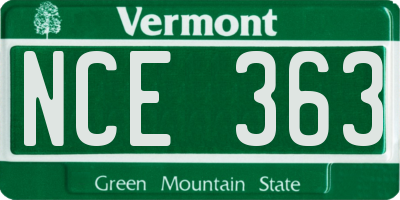 VT license plate NCE363