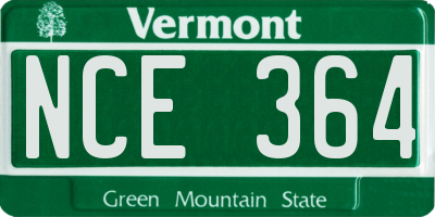 VT license plate NCE364