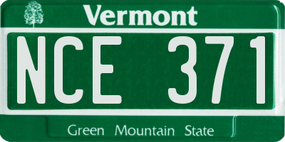VT license plate NCE371
