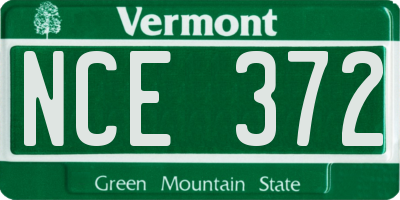 VT license plate NCE372