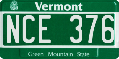 VT license plate NCE376