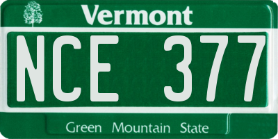 VT license plate NCE377