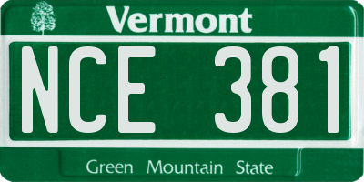 VT license plate NCE381