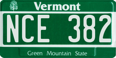 VT license plate NCE382