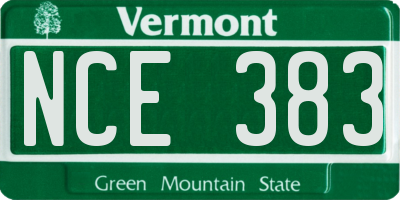 VT license plate NCE383
