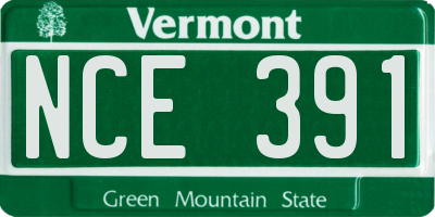VT license plate NCE391