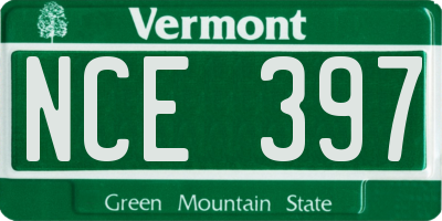 VT license plate NCE397