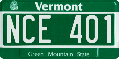 VT license plate NCE401