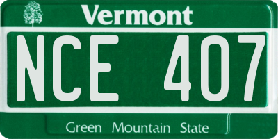VT license plate NCE407