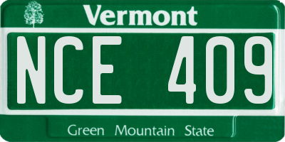 VT license plate NCE409