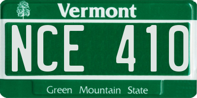 VT license plate NCE410