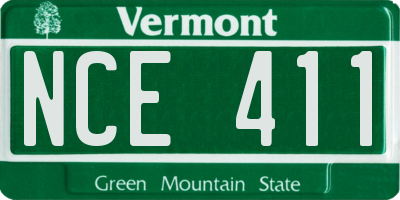 VT license plate NCE411