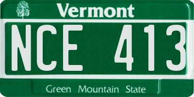 VT license plate NCE413