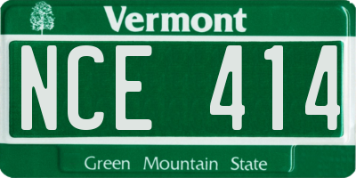 VT license plate NCE414