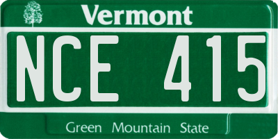 VT license plate NCE415