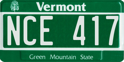 VT license plate NCE417