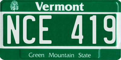 VT license plate NCE419