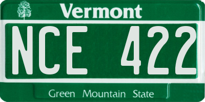 VT license plate NCE422
