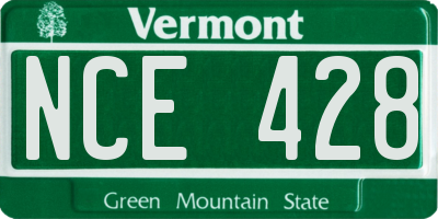 VT license plate NCE428