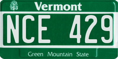 VT license plate NCE429