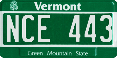 VT license plate NCE443