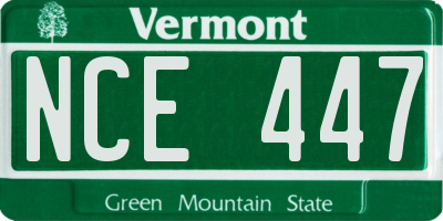 VT license plate NCE447